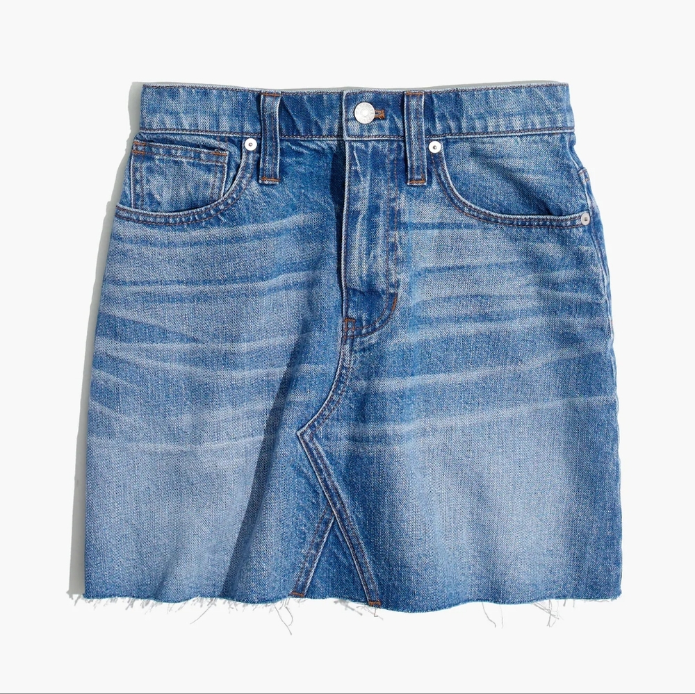 Madewell Rigid Denim A-Line Mini‎ Skirt in Leandra Wash (Sz 27)